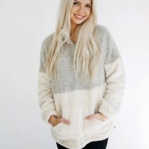 Doe & Rae Fuzzy Zip-Up Pullover